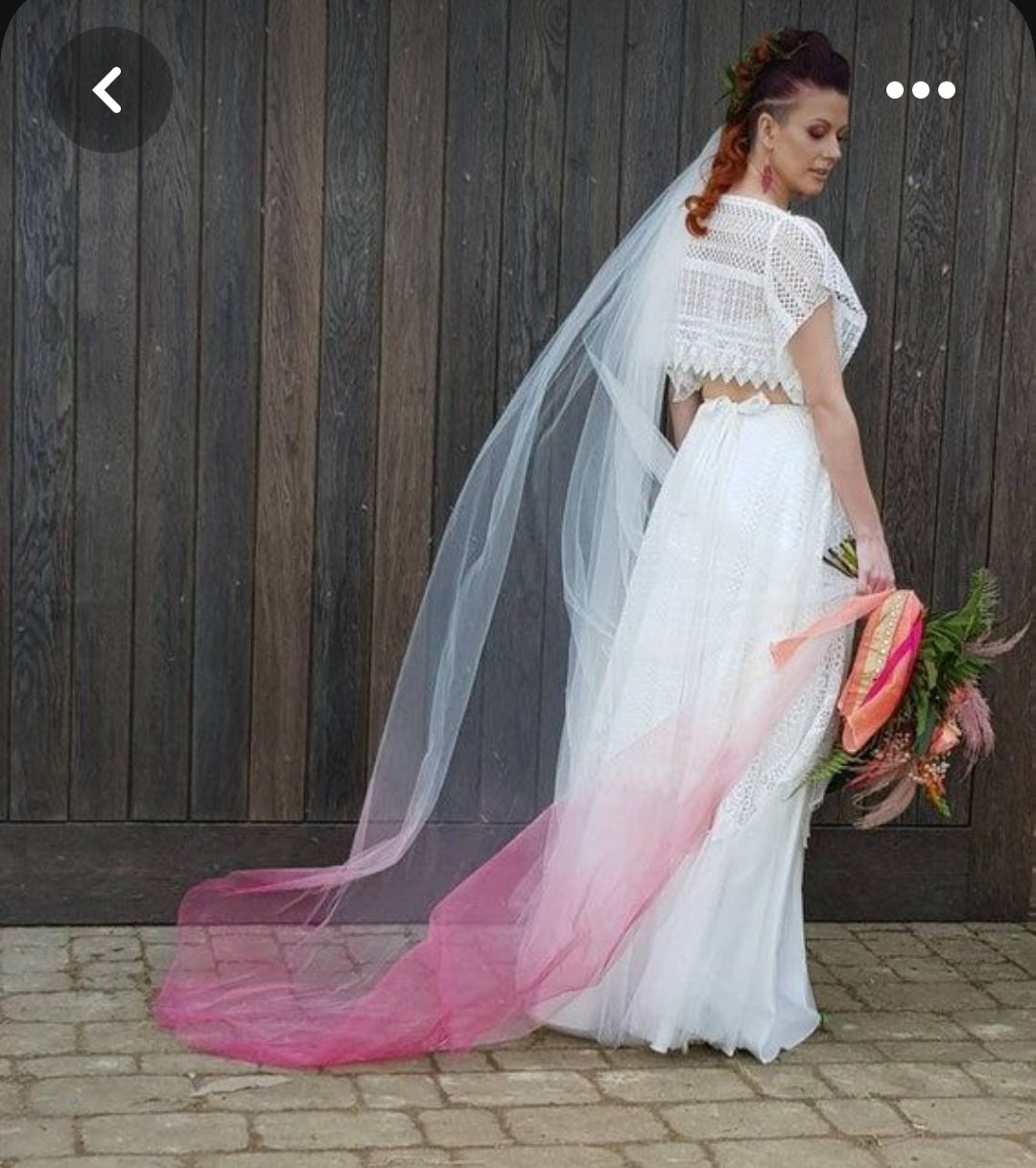 Ombre veil - pink dipdye effect 250cm