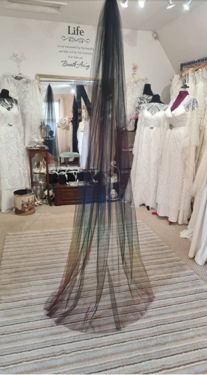 Rainbow ombre black veil moonbow veil